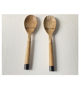 Hôtel Restaurant maison service de salade en bois de mangue écologique outils de salade en bois service cuillère fourchette couverts ensemble de salade en résine - Product Image 2