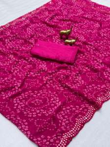 ผ้าซารีจอร์เจียต์สำหรับผู้หญิง เนื้อผ้าบริสุทธิ์ นุ่ม เบา ดีไซน์พัลลูทั้งผืน ผลิตในอินเดีย - Product Image 3