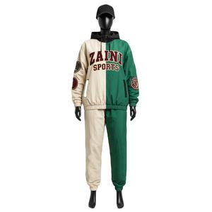 Ensemble coupe-vent pour femmes en nylon avec un design à panneaux séparés vert beige doux et broderie logo personnalisé, coupe-vent grande taille - Product Image 1