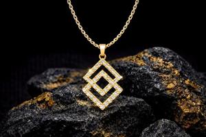 Collier pendentif géométrique fait main en argent sterling 925 plaqué or rose 14 carats avec zircon brillant étincelant, cadeau - Product Image 3