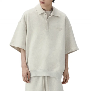 100% algodón de lujo de gran tamaño para hombre, hombro caído para camiseta de Polo, diseño de logotipo personalizado, estilo cuadrado, tela de punto informal de talla grande - Product Image 5