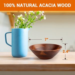 Handmade Modern Design Acacia Wood Soup Bowl Durable Kitchenware Serving Food Carved Plate Salad Parties Decorative <b>Table</b> <b>Centre</b> - Product Image 4