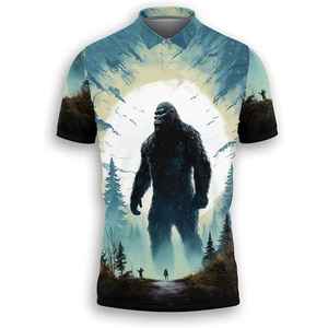 Men's Bigfoot Graphic Polo <b>Shirt</b> <b>Funny</b> Short Sleeve Casual Cotton Blend Custom Logo Printed Top - Product Image 1