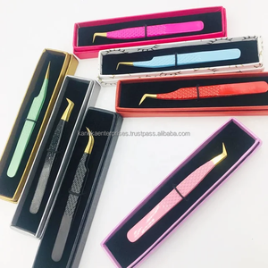 แหนบต่อขนตาปลายไฟเบอร์สแตนเลส ทนทาน ป้องกันไฟฟ้าสถิต รับทำโลโก้ สำหรับช่างต่อขนตาแบบวอลุ่ม 90 องศา - Product Image 2