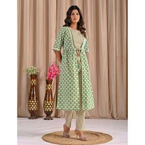 ชุดเซ็ตผ้าฝ้ายพิมพ์ลาย Pista 2 ชิ้น ไซส์ XS เสื้อแขนครึ่งตัวแต่งเชือกผูกและกางเกงขาสั้นสำหรับชุดฤดูร้อน - Product Image 6