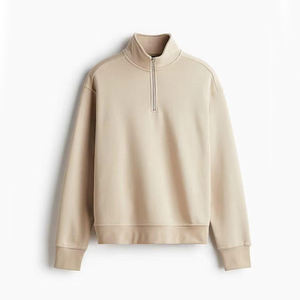 Sweat-shirt en molleton de coton surdimensionné pour homme, col montant, fermeture éclair quart de tour, col montant, sweat-shirts personnalisés en grande taille - Product Image 1