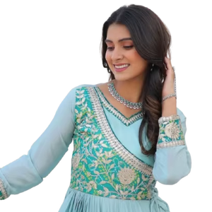 Ropa étnica india Georgette Pink Lehenga Choli Dupatta Impresión digital Secuencia Bordado Trabajo para ocasiones de fiesta - Product Image 1