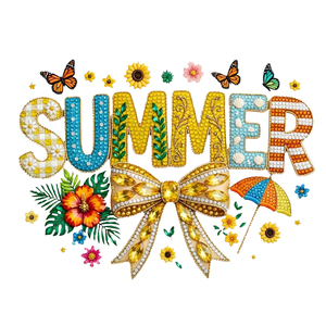 Transferencias DTF de verano para playa con gráficos oceánicos de imitación de diamantes de imitación de alta resolución, termoadhesivas para uso diario - Product Image 2