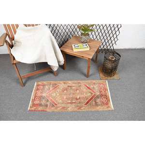 Alfombra de retazos de lana de área grande de pila mediana ecológica Vintage 1,5x3,3 pies marrón rojo comedor Rectangular de látex - Product Image 1