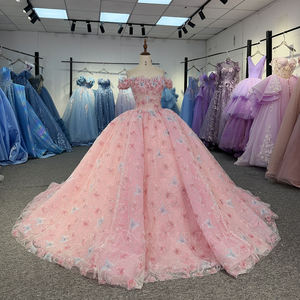 Vestido de Quinceañera para Niñas, Modelo 8501, Color Rosa Princesa, con Lentejuelas, Apliques Bordados, Cola de Capilla, Largo hasta el Suelo, para Fiestas de Quince Años - Product Image 2