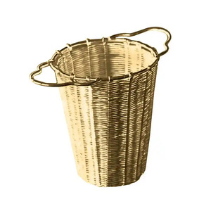 Vintage Metal Mesh Wire Deep Basket With Double Side Handle Kitchenware <b>Loose</b> Leaf <b>Tea</b> <b>Infuser</b> Antique Gold <b>Tea</b> Strainer - Product Image 4