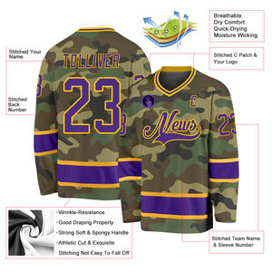 Maillot de hockey sur glace personnalisé de haute qualité avec logo, manches longues, col en V, séchage rapide, effet délavé, évacuation de l'humidité - Product Image 2