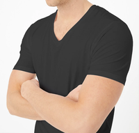 T-shirt de gymnastique à col en V profond pour homme en tissu Cotton-Spandex extensible pour la gym ou l'entraînement