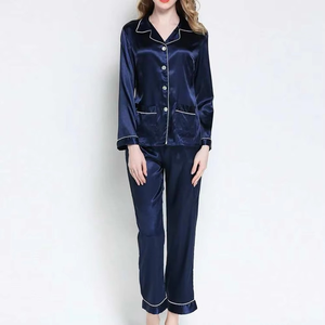 2025 vente chaude pyjamas en soie de luxe pour femmes à manches longues avec fermeture à la taille élastique Logo personnalisable vêtements de nuit respirants - Product Image 4