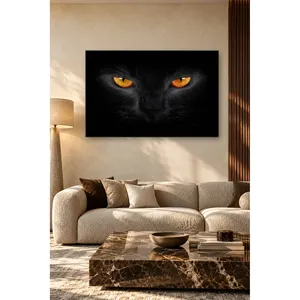 Fida, chat noir aux yeux ambre dans l'obscurité, impression sur toile - Product Image 5