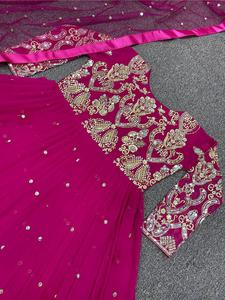 New Party Wear Heavy Georgette With Heavy Embroidery Sequin Work Gown With Dupatta Set for Women Bollywood Gown <b>Dress</b> Wholesale - Product Image 6