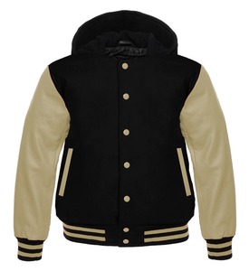Dernière conception veste de baseball Varsity Lettermen à capuche pour hommes manches noires vestes d'hiver 2026 - Product Image 5