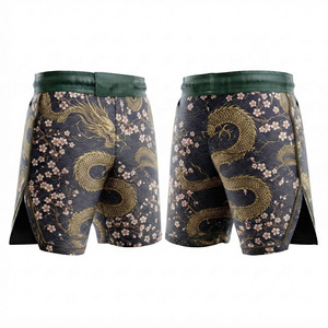 Shorts MMA pour femmes, impression par sublimation, évacuation de l'humidité, coupe athlétique, vêtements d'arts martiaux mixtes, motif vert bleu marron - Product Image 2