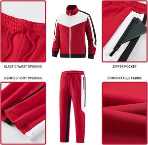 Ropa deportiva informal transpirable con capucha de alta calidad para hombre, chándal acogedor de invierno de dos piezas con logotipo personalizado y patrón sólido de talla grande - Product Image 5