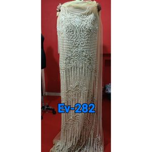 Designer Luxury Ethnic Wedding Dress <b>Fabric</b> with Beaded Embroidery on <b>Net</b> Front and Back Work for Party or Engagement - Product Image 1