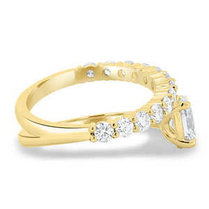 Venta al por mayor de oro amarillo de 14K hecho a mano anillo punta conjunto solitario laboratorio cultivado diamante ovalado y redondo corte brillante regalo para mujeres - Product Image 2
