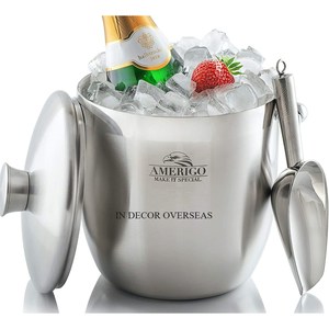 Seau à Glace Fantaisie Unique et Shaker à Cocktail en Acier Inoxydable, Argent Brillant Poli, Design Moderne et Créatif - Product Image 6