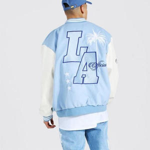 Blouson de baseball d'hiver pour homme 2025 de haute qualité, grande taille, en polaire bleue, avec broderie, design universitaire, col montant côtelé, imperméable - Product Image 3