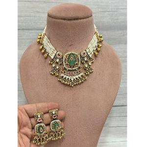 Belle meilleure qualité plaqué or Fine Kundan Polki Rajwadi collier ensemble indien mariage fête porter Collection bijoux pour les femmes - Product Image 1