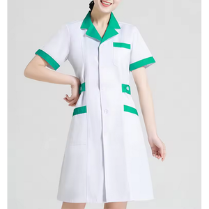 Blouse de laboratoire basique personnalisable pour femmes, longueur régulière, manches courtes blanches pour les hôpitaux comme uniformes - Product Image 1