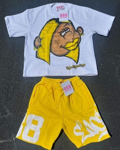 ชุดเสื้อและสั้นพิมพ์ลาย80% 20% ผ้าฝ้ายโพลีเอสเตอร์สกรีนพิมพ์ลายเสื้อและสั้น - Product Image 3