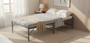 Marco de cama de acero duradero con colchón impermeable de espuma FR y revestimiento de polvo electrostático RAL7032 para uso doméstico o en dormitorio - Product Image 2