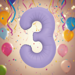 Palloncino Foil Numero 3 Viola 1M per Feste, Gonfiabile ad Elio, Decorazione per Feste - Product Image 2