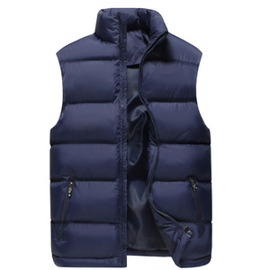 Chaleco de pesca con cuello levantado de talla grande para hombre, chaqueta de plumón hinchada impermeable de poliéster, tela de lona informal de estilo burbuja transpirable - Product Image 2