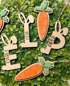 装饰木制字母程式化激光切割字母形状的兔子派对生日纪念日装饰物品