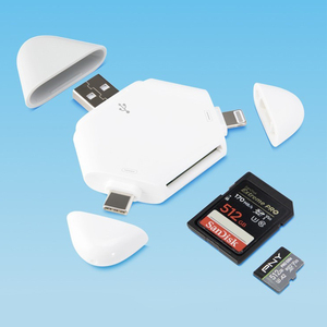 Lettore di Schede SD Esterno Triangolare 3-in-1 USB 3.0 USB-C per Lightning, per Laptop, Telefoni Cellulari, Computer, Supporta TF CF ROHS - Product Image 3