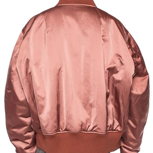 2025 nueva chaqueta Bomber de satén rosa fuerte logotipo personalizado chaqueta de satén de invierno de gran tamaño al por mayor con chaqueta de calidad superior para hombres - Product Image 5