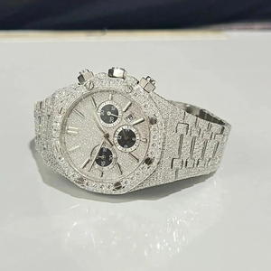 Reloj de Lujo con Diamantes Cultivados en Laboratorio, Reloj con Incrustaciones de Diamantes, Reloj de Hombre con Bisel de Acero Inoxidable, Joyería de Rapero, Reloj de Pulsera Hecho a Mano de Alta Calidad - Product Image 6