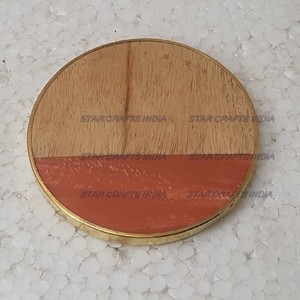 Indian handmade Wood and Resin Round Shape Brown & <b>Green</b> <b>Coaster</b> Manufacturer High Quality Decorative Model Style At Best Price - Product Image 3