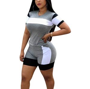 Color Block Multi Colors Allover Pattern Moda Media cremallera Camiseta y conjunto corto Transpirable Deportes Casual Ropa exterior personalizada - Product Image 2