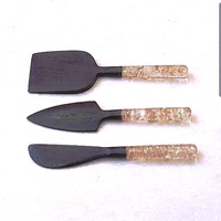 Ensemble de 2 couverts vintage en bois et résine de qualité supérieure pour cadeaux, fabrication indienne