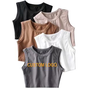 OEM personalizado Fitness básico liso entrenamiento gimnasio ropa Yoga logotipo personalizado sexy tops dibujos animados impresión chaleco mujeres Crop Tank Tops - Product Image 6