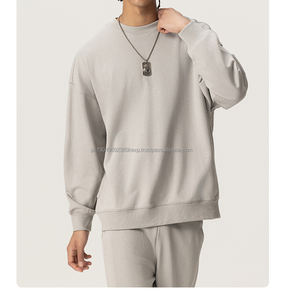 Sweat-shirts à col rond en molleton français en gros, personnalisés, 400 g/m², mélange coton et polyester, sweats à capuche oversize pour hommes - Product Image 4