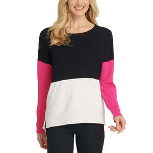 Maglione DYNY da Donna Extra Large Grigio Scuro con Blocchi di Colore, Top Lavorato a Maglia di Alta Qualità, Traspirante e Aderente, Stampa Trendy per Uso Quotidiano - Product Image 1