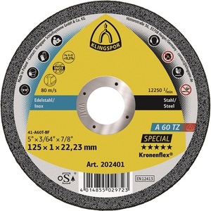 Disco de Corte a 60 TZ Special D115x1mm Recto INOX, Diámetro del Orificio 22.23mm, KLINGSPOR - Paquete de 25 - Product Image 1