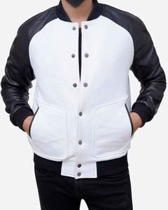 Tout nouveau grande taille hommes Logo personnalisé broderie noir coupe-vent en cuir manches CollegeBaseballjacket pour hommes livraison DDP - Product Image 5