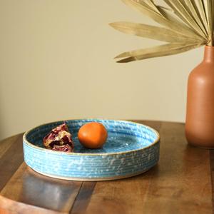 Ensaladera de cerámica ecológica pulida grande azul claro, diseño clásico para fiestas de utensilios de cocina-World Craft Impex - Product Image 2