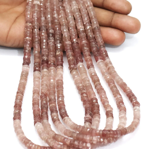 Cuentas Heishi de Alta Calidad con Forma de Neumático Facetado de Fresa, 5-8mm AAA++ Natural Rosa, Corte de Rueda Facetado de Fresa, Venta al por Mayor - Product Image 1