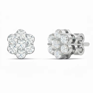 Pendientes florales de oro de 14 quilates y diamante natural de 1.00 quilates para uso diario para mujer - Product Image 1