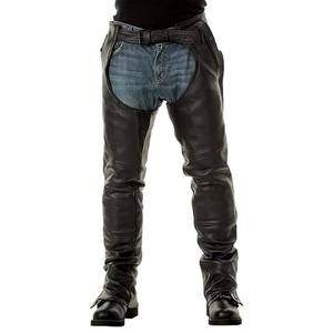 Chaps en cuir noir Chaps en cuir avec logo personnalisé Chaps de moto Pantalon d'équitation simple pour motards Cowboy - Product Image 5