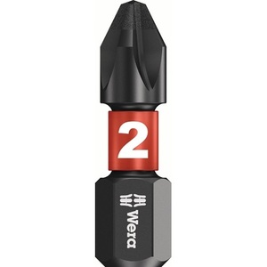 WERA 1/4" PZD 2 <b>Screwdriver</b> Bit Bulk Pack-25mm Length DIN ISO 1173 Form C 6.3 20 Bits in Plastic Box - Product Image 5